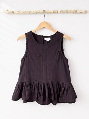 Velvet by Graham & Spencer Lightweight Black Sleeveless Peplum Tank Size S